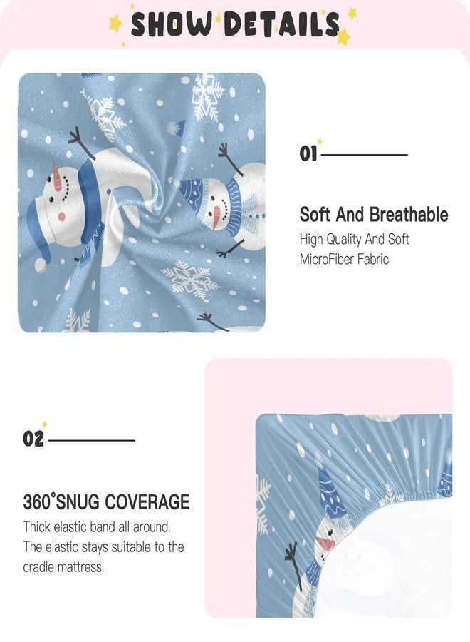 Kigai Christmas Snowman Snowflakes Crib Sheets for Boys Girls Soft Breathable Mini Crib Sheets for Baby 52" x 28" - Image 5